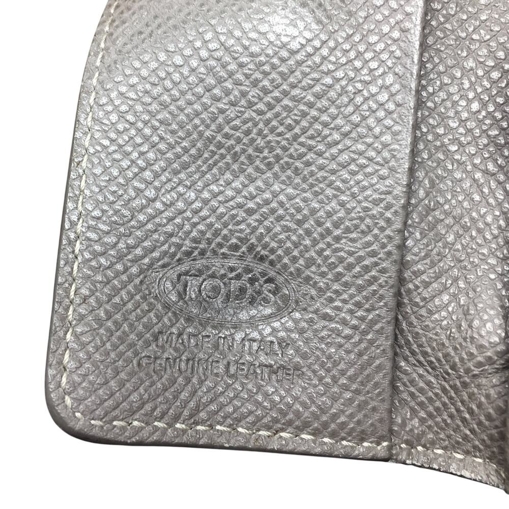 TOD'S 5 Key Keyholder Wallet - Beige/Gray Pebbled Leather - Picture 3 of 10